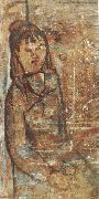 Femme assise tenant un verre (mk39) Amedeo Modigliani